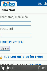 ibibo Email for blackberry app Screenshot