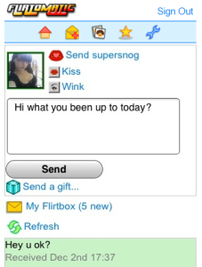 Flirtomatic for blackberry app Screenshot