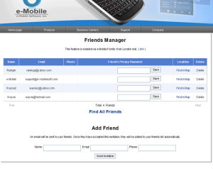 e-Mobile Family Web Locator for blackberry app Screenshot