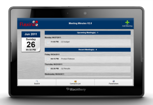 Flexina Agenda Meeting Minutes for BlackBerry PlayBook