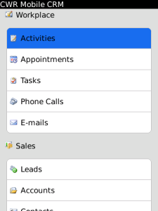 CWR Mobile CRM 2011 for BlackBerry Microsoft Dynamics CRM 2011