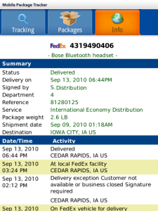 Mobile Package Tracker