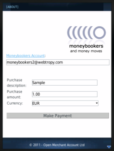 Moneybookers: Accept credit card payments