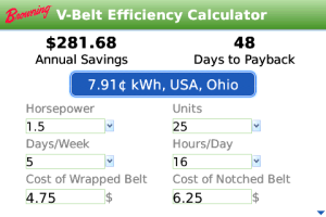 Browning V-Belt Efficiency Calculator