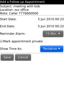 CallTools - Add callnote task appointment and send friendly sms when ignore call