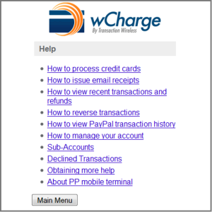 wCharge Credit Card Terminal