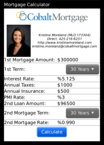 Kristine Moreland Mortgage Calculator for blackberry app Screenshot