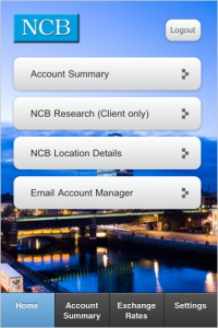 NCB Client View for blackberry app Screenshot