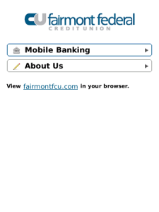 Fairmont Federal Credit Union for blackberry app Screenshot