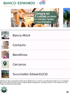 Banco Edwards Citi for blackberry app Screenshot