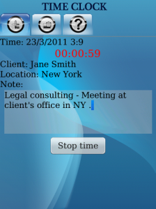 Time Clock for blackberry app Screenshot