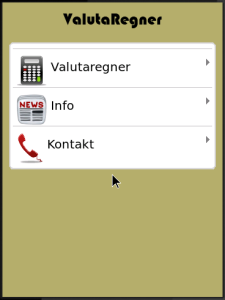 ValutaRegneren for blackberry app Screenshot
