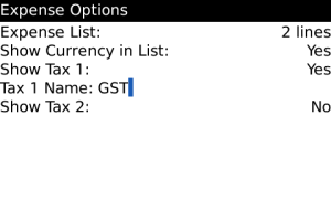 Exgis Expense Tracker for blackberry app Screenshot