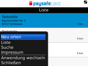 paysafecard store locator for blackberry app Screenshot