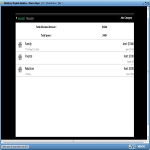 Budget Tracker for blackberry app Screenshot