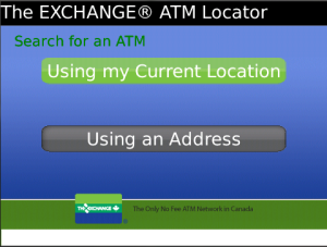 THE EXCHANGE ATM Locator for blackberry app Screenshot