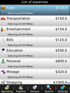 Home Budget for blackberry app Screenshot