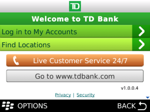 blackberry TD Bank US app Screenshot