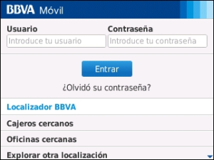 BBVA banking for blackberry app Screenshot