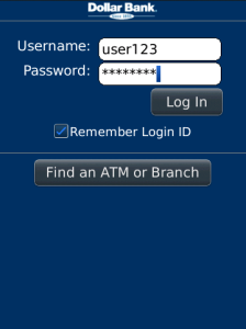 Dollar Bank Mobile for blackberry app Screenshot