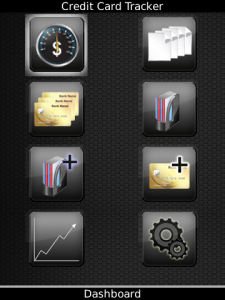 Credit Card Tracker for blackberry app Screenshot