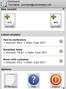 SR Expenses for blackberry app Screenshot