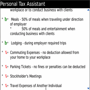 Personal Tax Assistance for blackberry app Screenshot