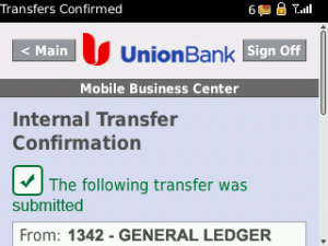 Union Bank Mobile Banking for blackberry app Screenshot