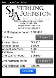 Sterling Johnston Mortgage Calulator for blackberry app Screenshot