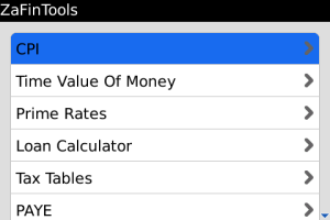 zaFinTools for blackberry app Screenshot