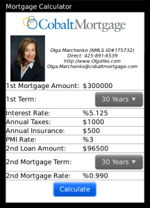 Olga Marchenko Mortgage Calculator for blackberry app Screenshot
