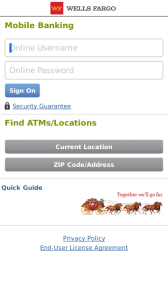 Wells Fargo Mobile Banking for blackberry app Screenshot