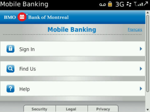 blackberry BMO Mobile Banking app Screenshot