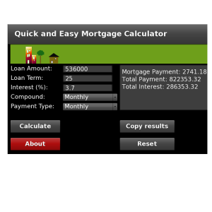 QE Mortgage Calculator for blackberry app Screenshot