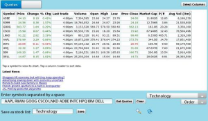The Stock for blackberry app Screenshot