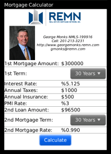 George Monks Mortgage Calculator for blackberry app Screenshot