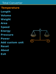 Total Converter for blackberry app Screenshot