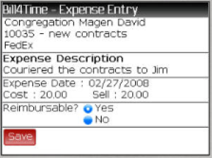 Bill4Time Mobile for blackberry app Screenshot