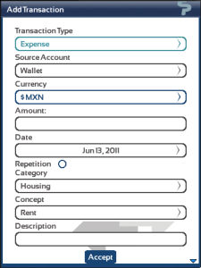 blackberry Money Menttor app  Screenshot