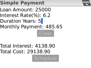 Simple Payment for blackberry app Screenshot