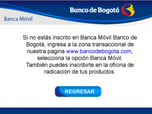 Banca Movil Banco de Bogota for blackberry app Screenshot