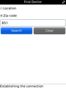 Doctor Finder for UK for blackberry app Screenshot