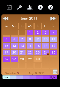 Ovulation Calendar Ladytimer for blackberry app Screenshot