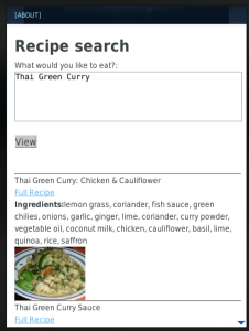 Recipe Search for blackberry app Screenshot