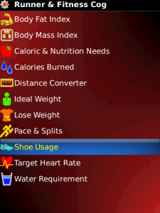 Runner and Fitness Cog for blackberry app Screenshot