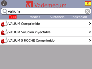 Vademecum Internacional for blackberry app Screenshot
