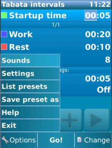 Mobile Interval Training Timer for blackberry app Screenshot