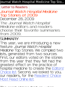 Journal Watch Hospital Medicine