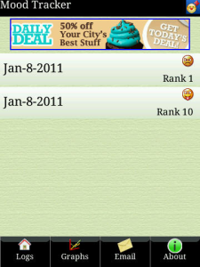 Mood Tracker Free for blackberry app Screenshot