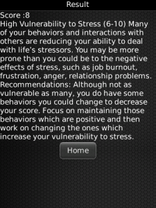 Stress Vulnerability Quiz Free for blackberry app Screenshot
